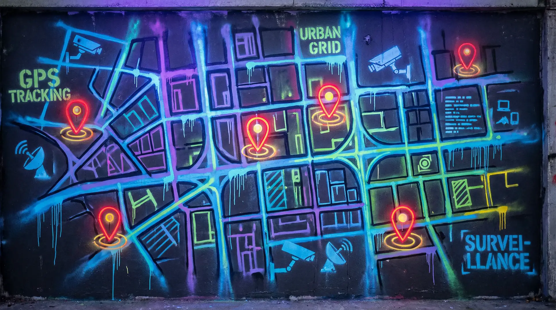 力王之监狱力王下载 狗仔追踪地图 - 城市涂鸦风格